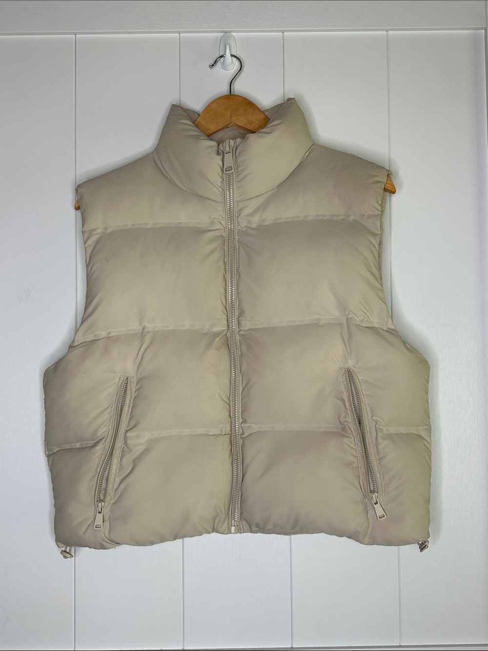 Zara Beige Puffer Vest Size Small